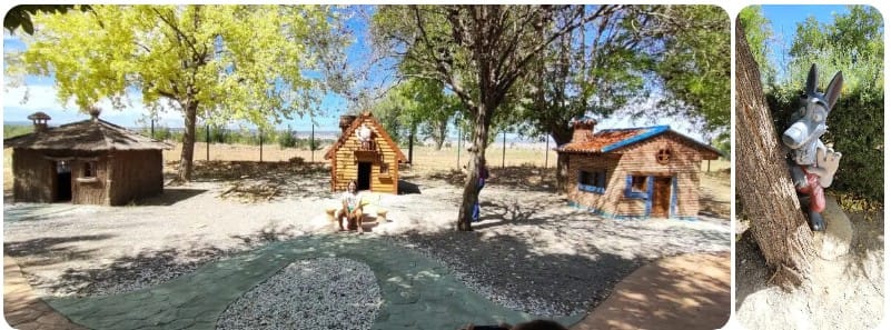 Las casitas de los cerditos en Un Paseo de Cuento. Villarquemado en Teruel.