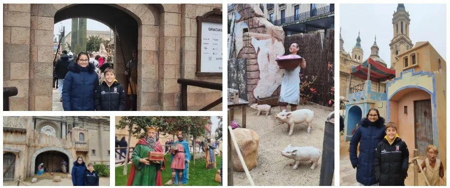 Belén en la Plaza del Pilar de Zaragoza en Navidad.