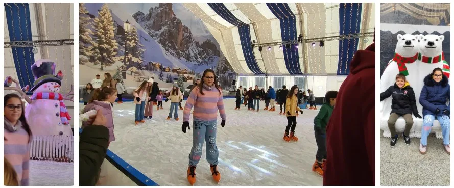 Pista patinaje sobre hielo en Zaragoza en Navidad.