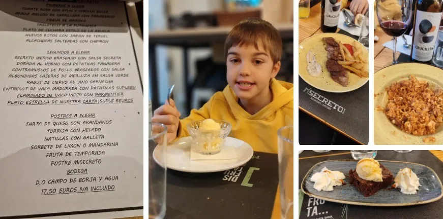 Menú restaurante MiSecreto. Zaragoza.