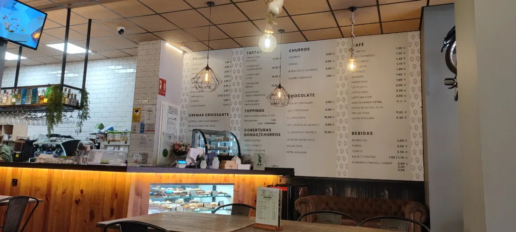 Cartel con precios en Churrería el Lazo. Puerto de Sagunto.
